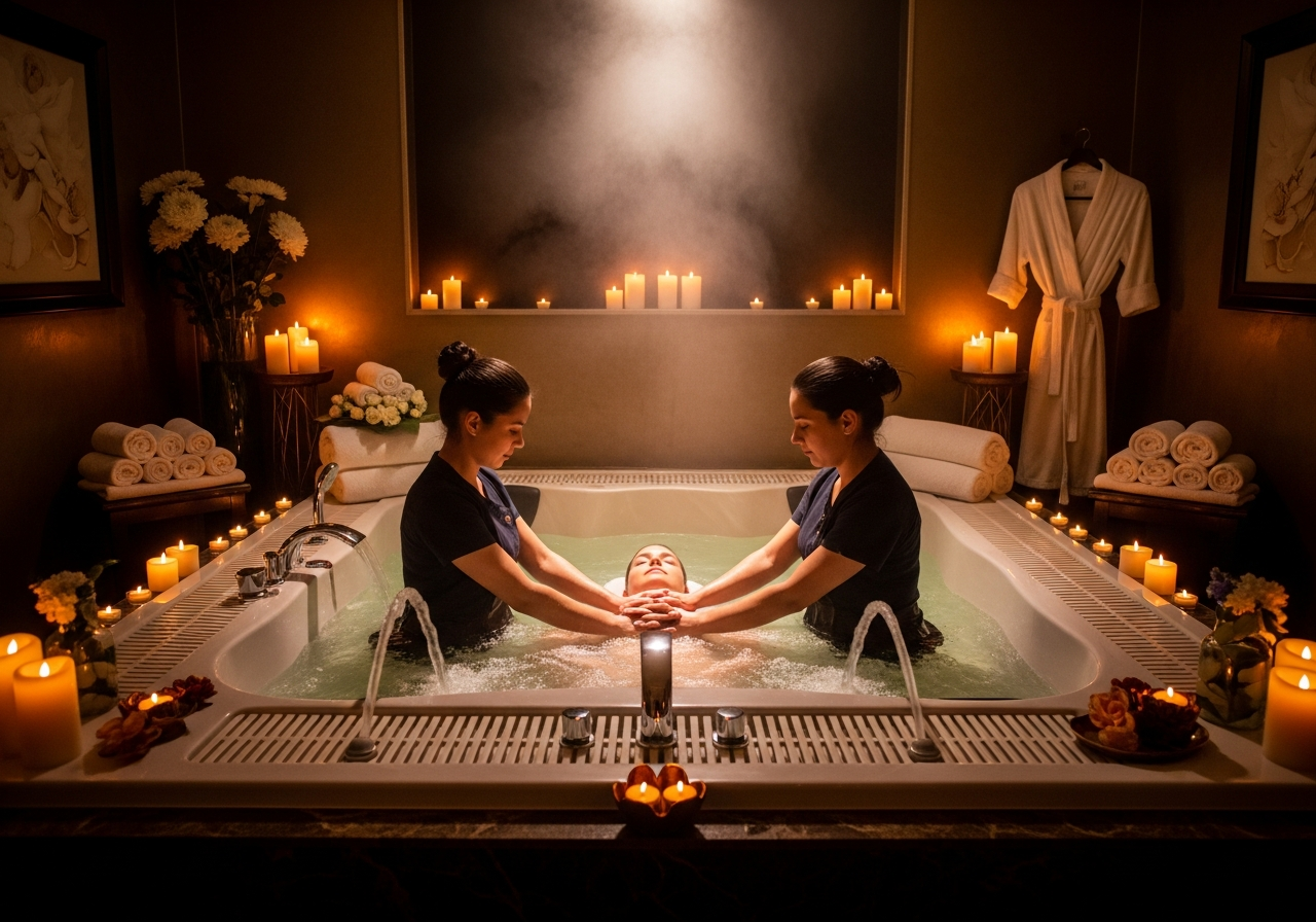Jacuzzi + Four Hands massage therapy at Modern Zen Spa Gurugram